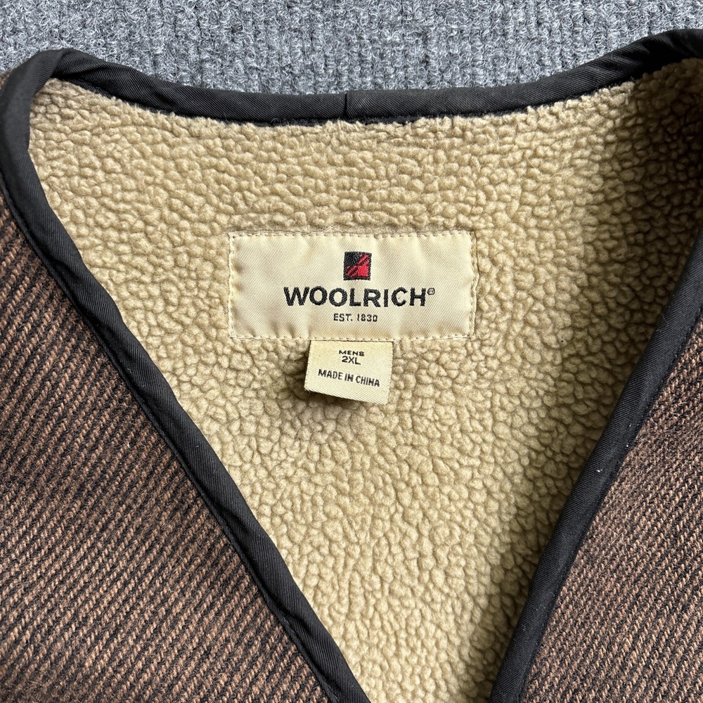 Woolrich 412 Brown Vest Men's 2XL Wool Sherpa Lined Zip Front - Picture 2 of 8